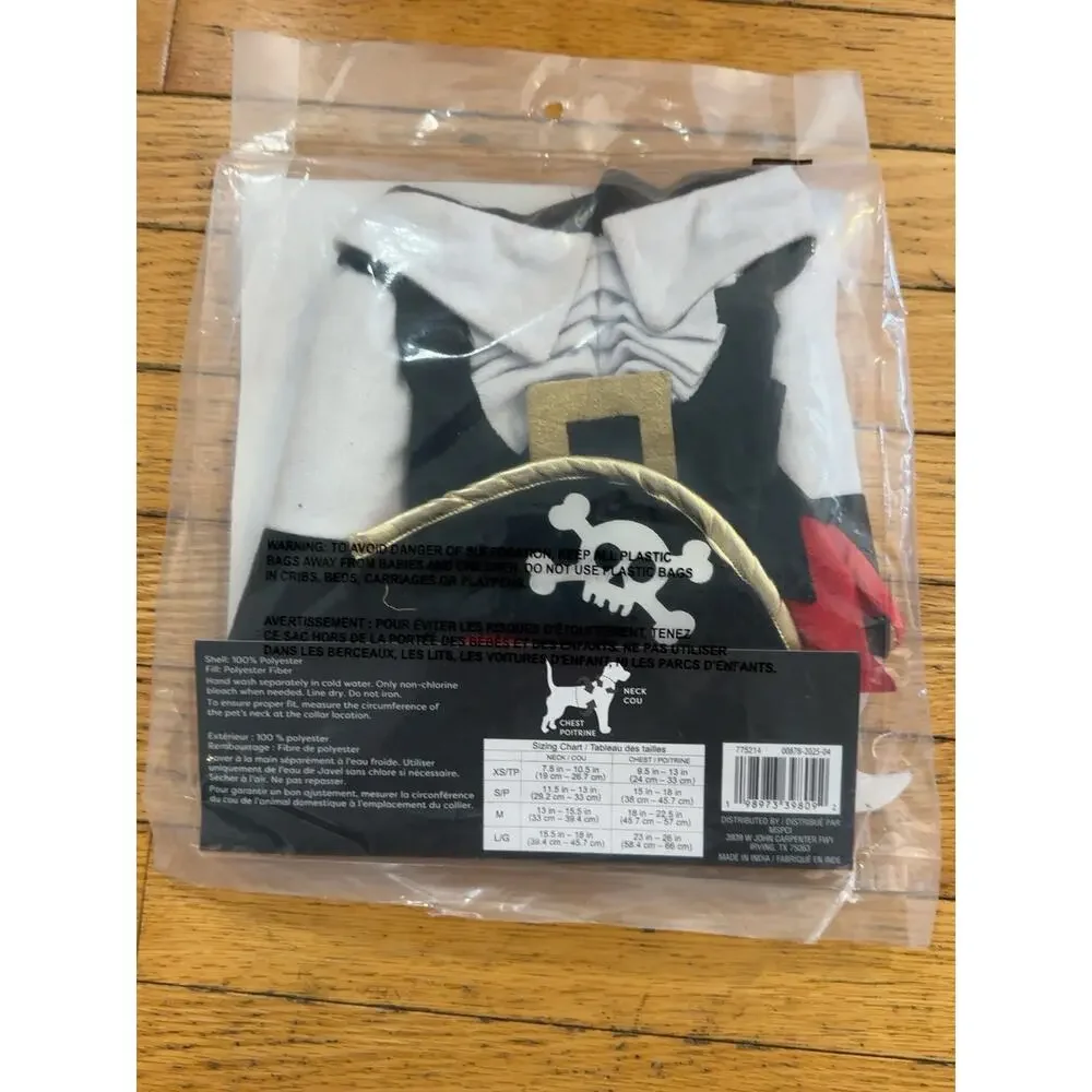 NEW Pirate Dog Halloween Costume Small S Skull Crossbones Hook Hat Pet Dress Up
